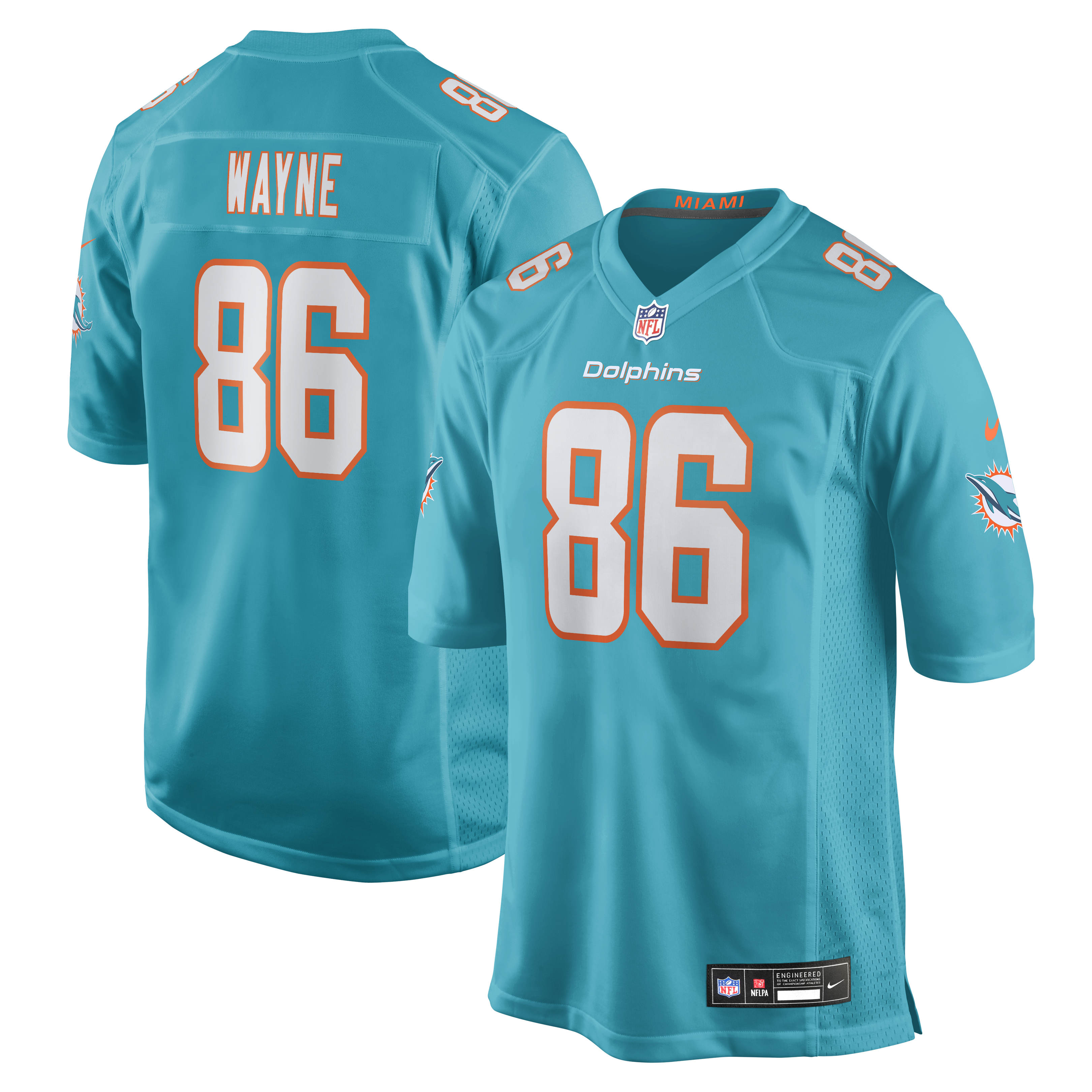 Men's Nike Jared Wayne Aqua Miami Dolphins Team Game Jersey