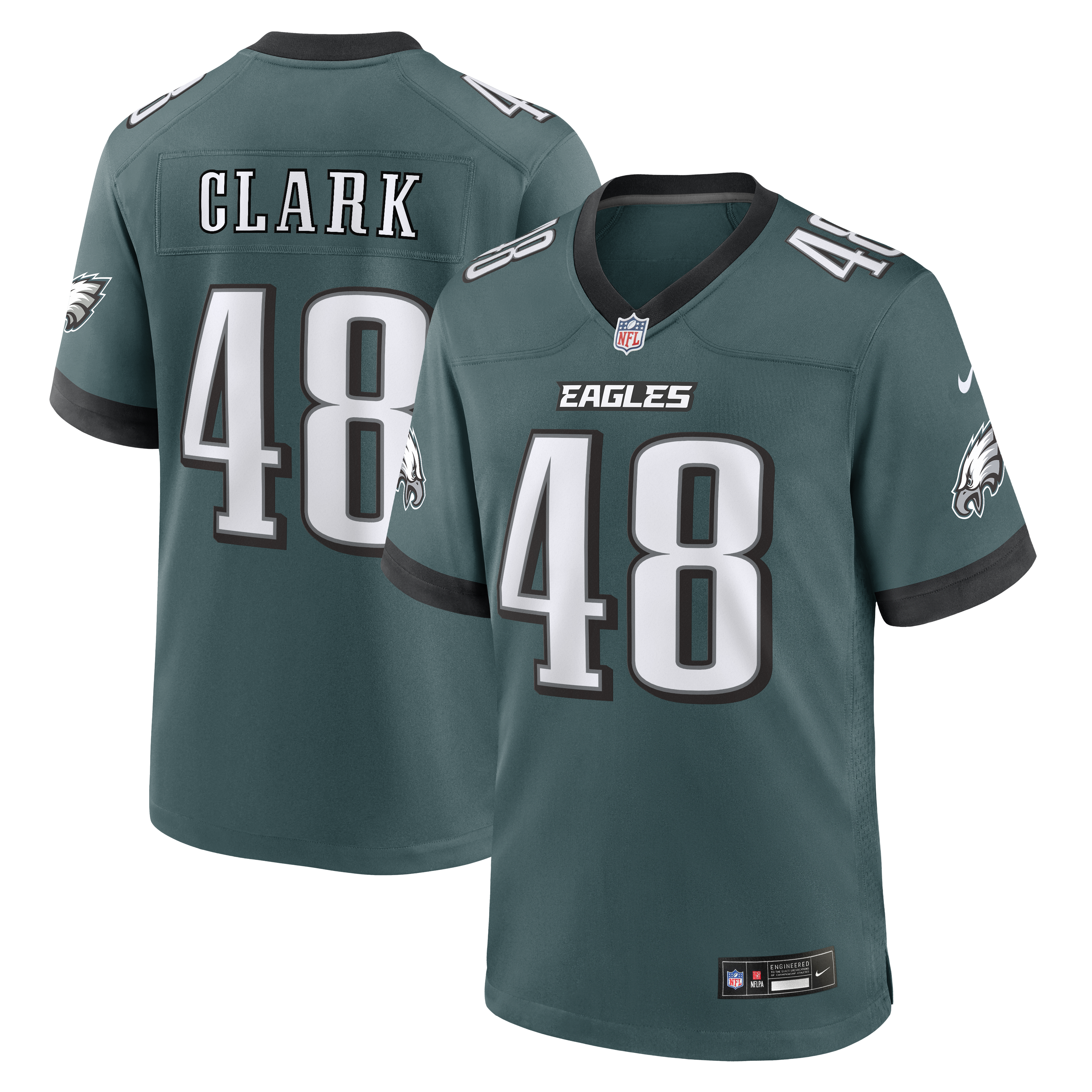 Men's Nike Dean Clark Midnight Green Philadelphia Eagles Team Game Jersey