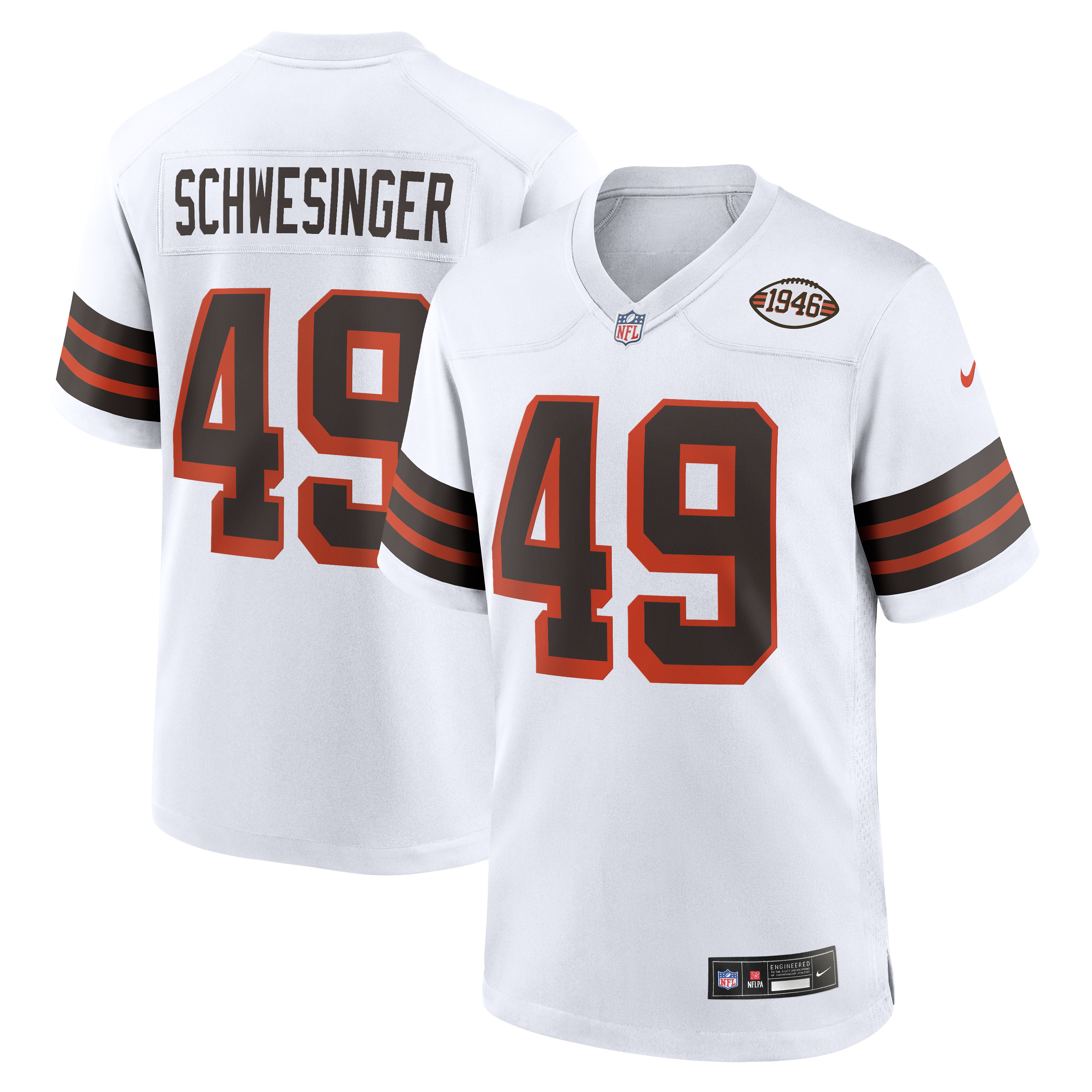 Men's Nike Carson Schwesinger Alternate White Cleveland Browns Alternate Game Jersey