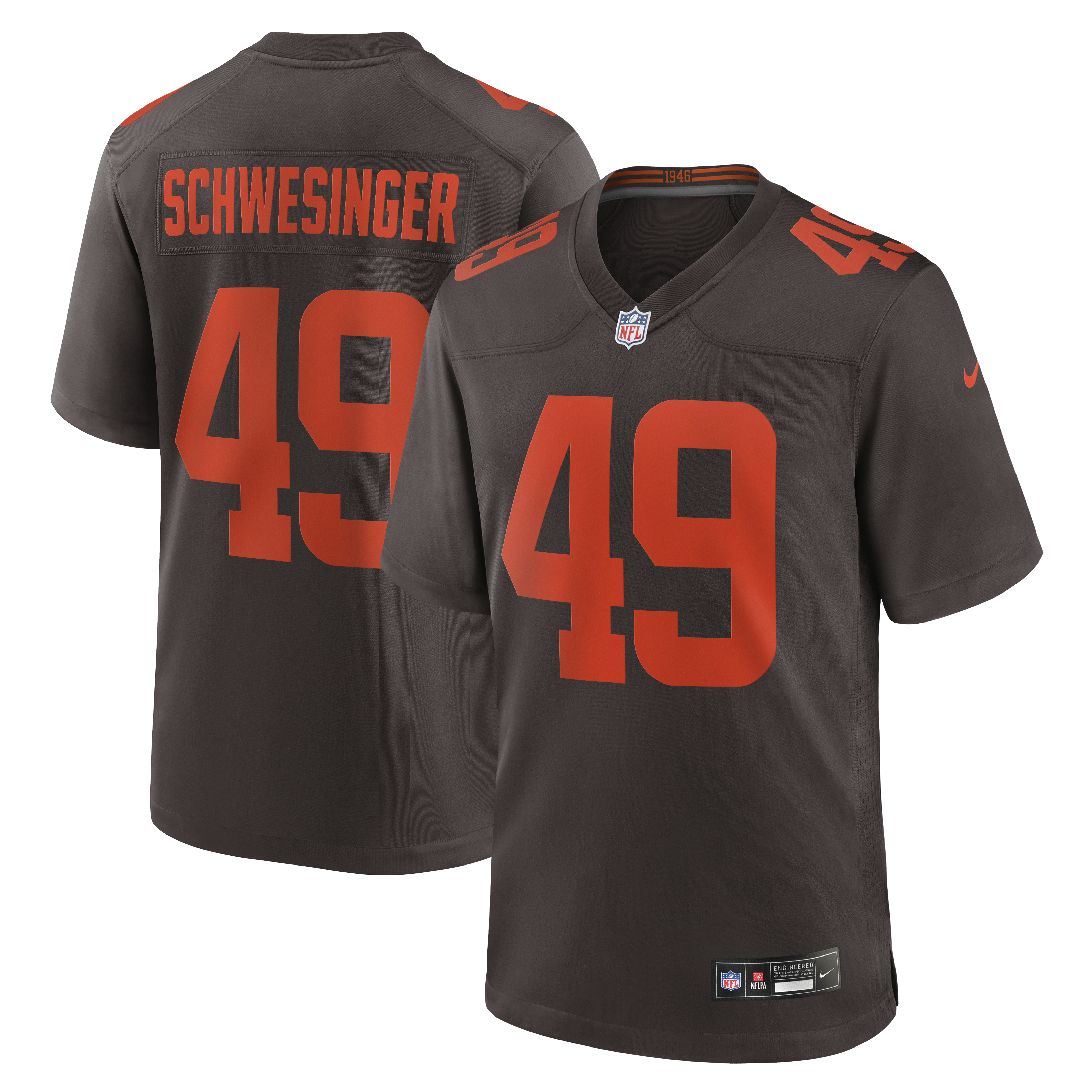 Men's Nike Carson Schwesinger Brown Cleveland Browns Alternate Game Jersey