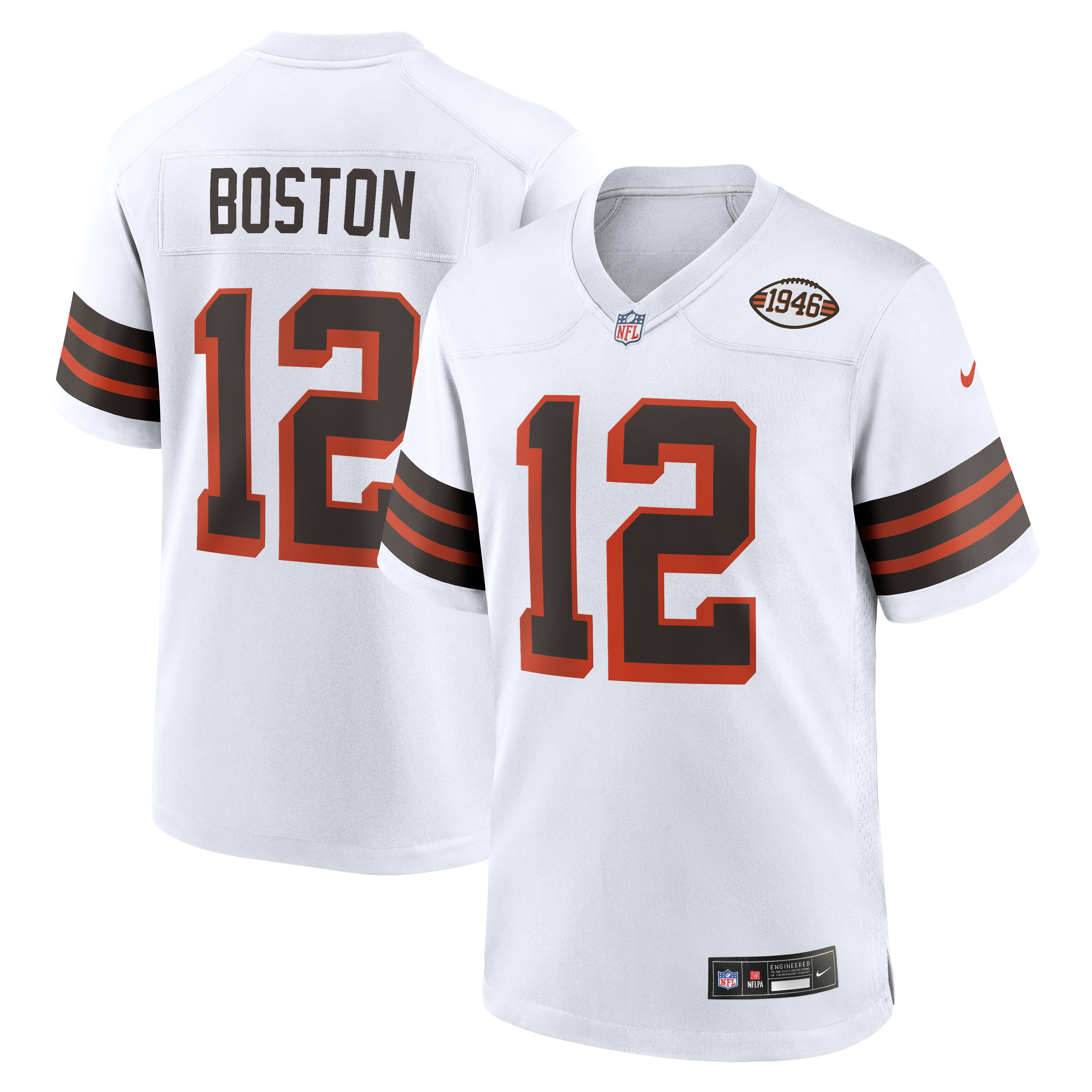 Men's Nike Denzel Boston White Cleveland Browns Alternate Game Jersey