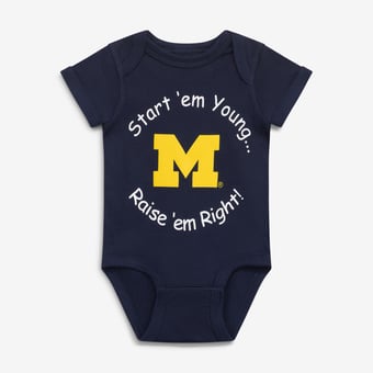 Newborn & Infant Navy Michigan Wolverines Start 'Em Young Bodysuit