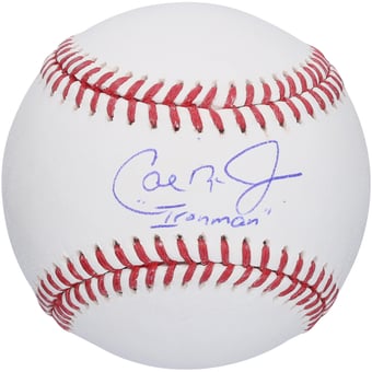 Cal Ripken Jr Baltimore Orioles Autographed Baseball with "Iron Man" Inscription