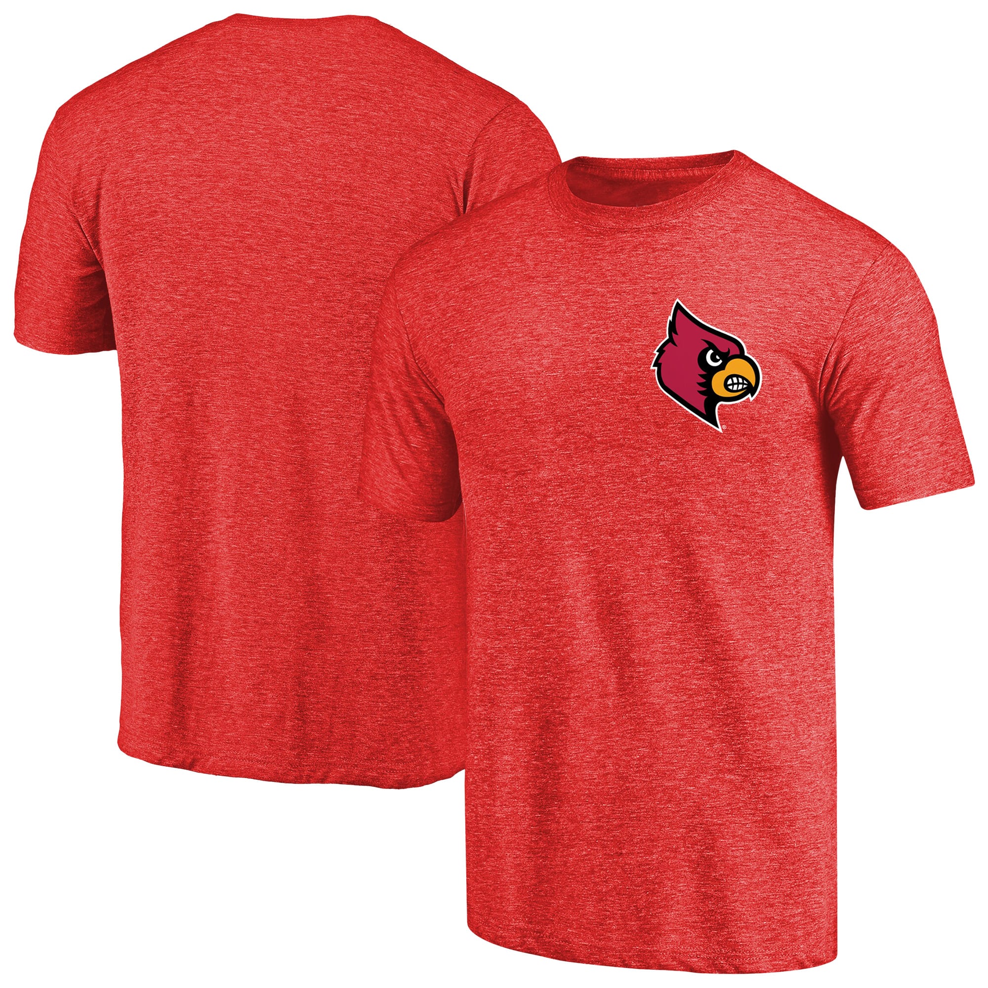 Men's Red Louisville Cardinals Left Chest Distressed Logo Tri-Blend T-Shirt