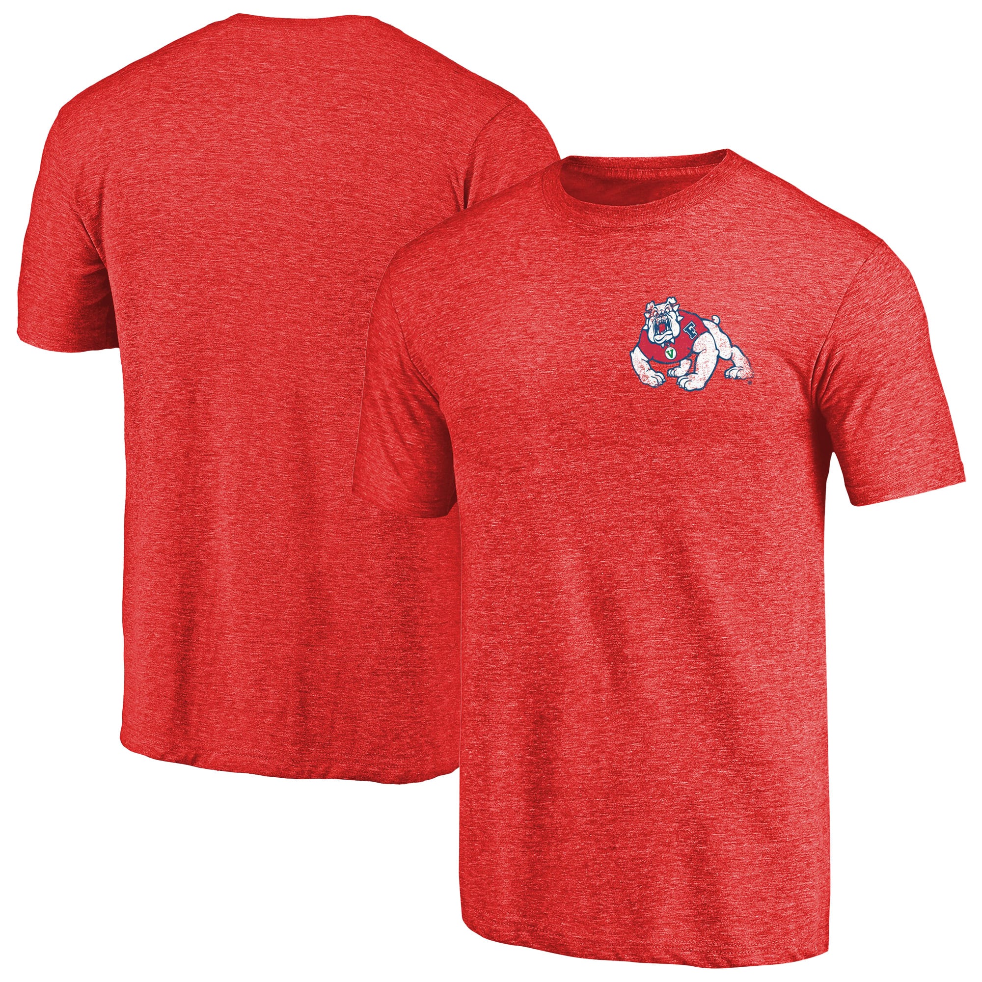 Men's Red Heather Fresno State Bulldogs Left Chest Distressed Logo Tri-Blend T-Shirt