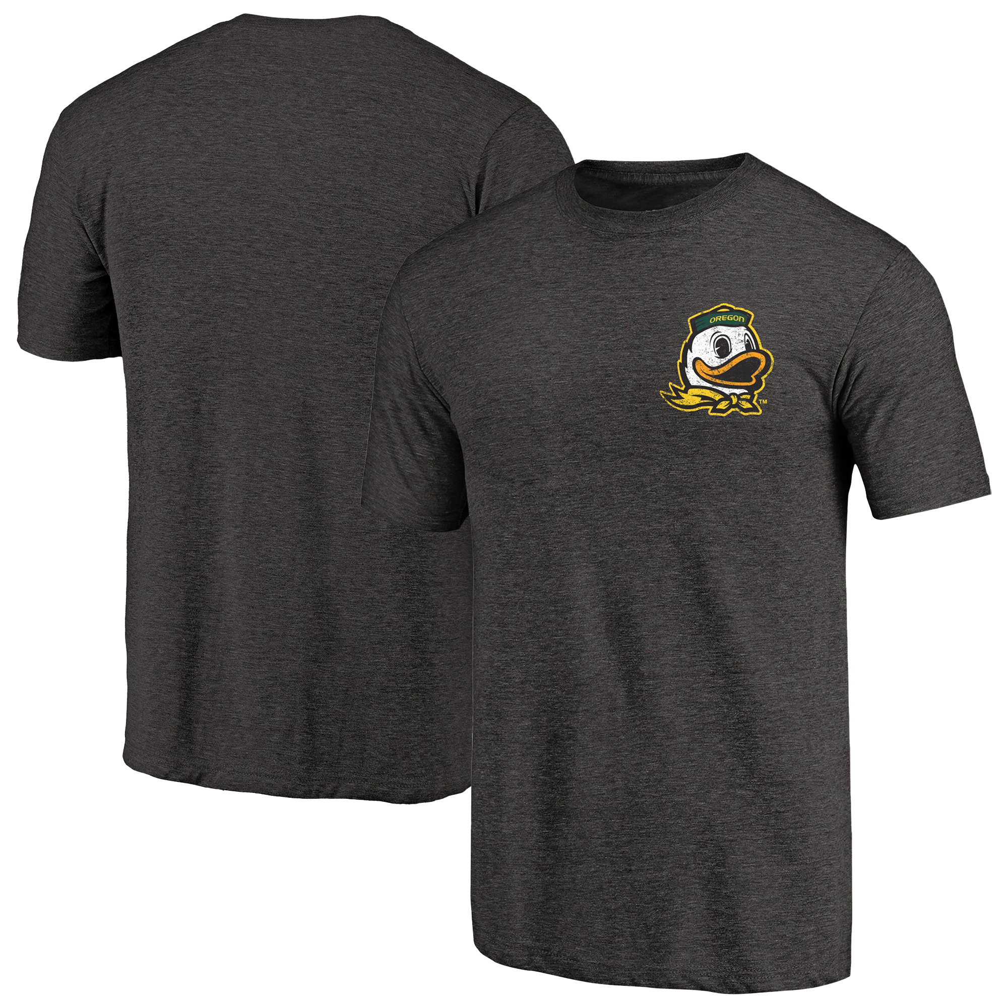 Men’s Black Heather Oregon Ducks Left Chest Distressed Logo Tri-Blend T-Shirt Men’s Black Heather Oregon Ducks Left Chest Distressed Logo Tri-Blend T-Shirt