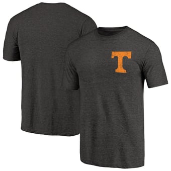 Men's Black Heather Tennessee Vols Left Chest Distressed Logo Tri-Blend T-Shirt