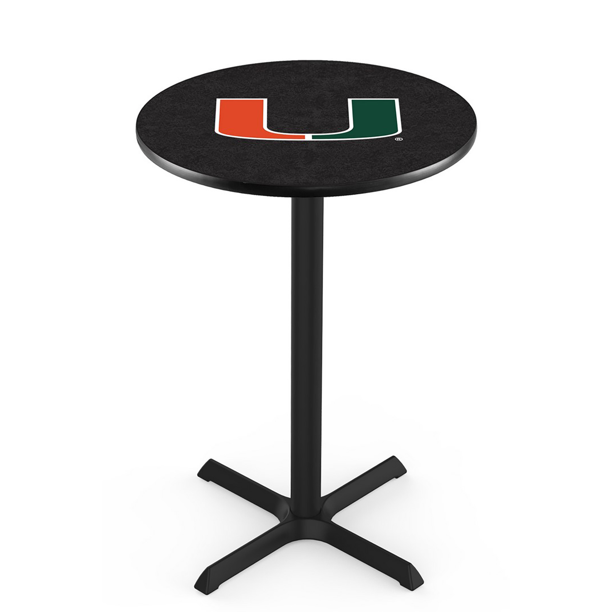 Miami Hurricanes 25" Black Wrinkle Swivel Bar Stool with Chrome Ribbing