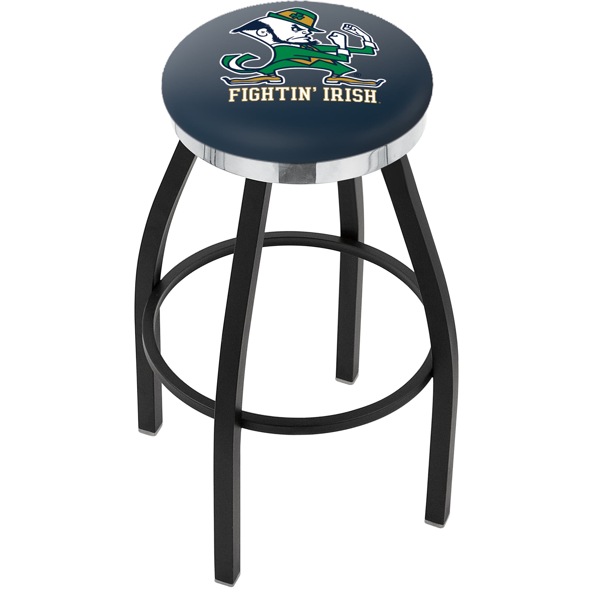 Notre Dame Fighting Irish 25" Black Wrinkle Swivel Bar Stool with Chrome Accent