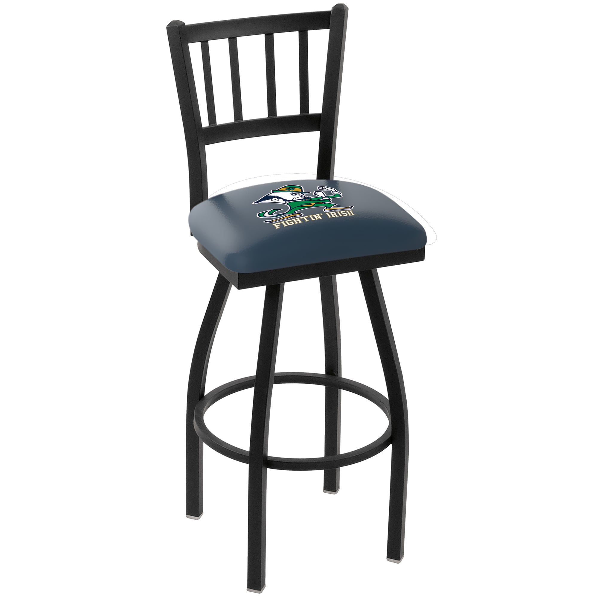 Notre Dame Fighting Irish 25" Black Wrinkle Team Swivel Bar Stool with Jailhouse Back