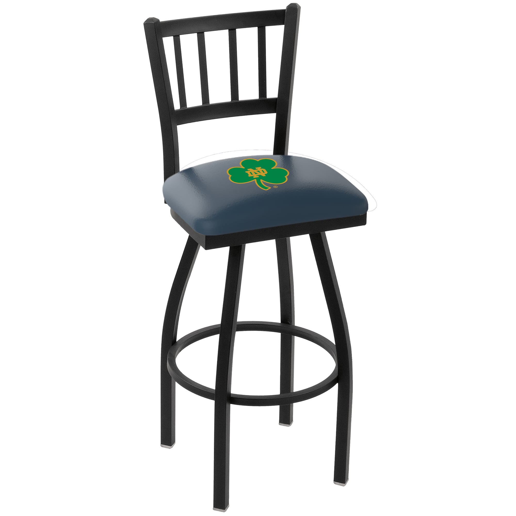 Notre Dame Fighting Irish 30" Black Wrinkle Team Swivel Bar Stool with Jailhouse Back