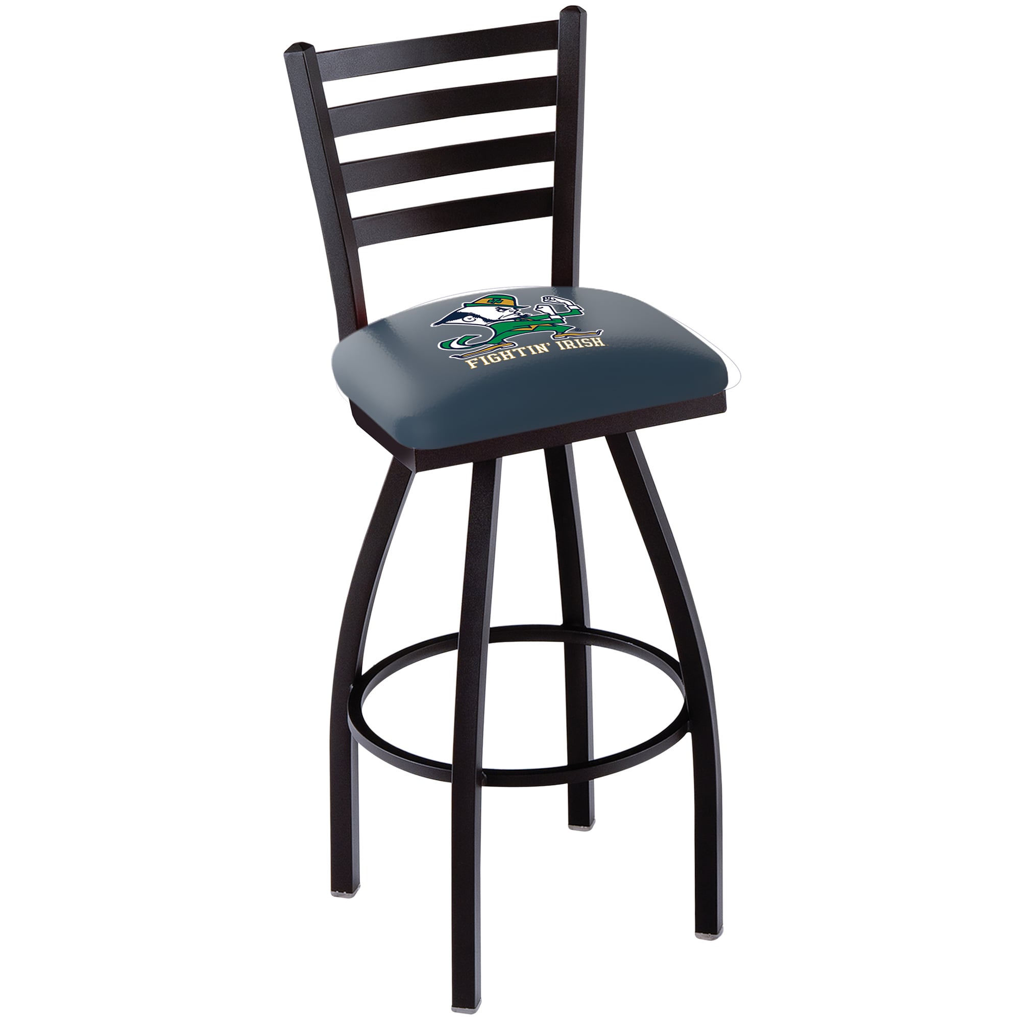Notre Dame Fighting Irish 25" Black Team Wrinkle Swivel Bar Stool with Ladder Style Back