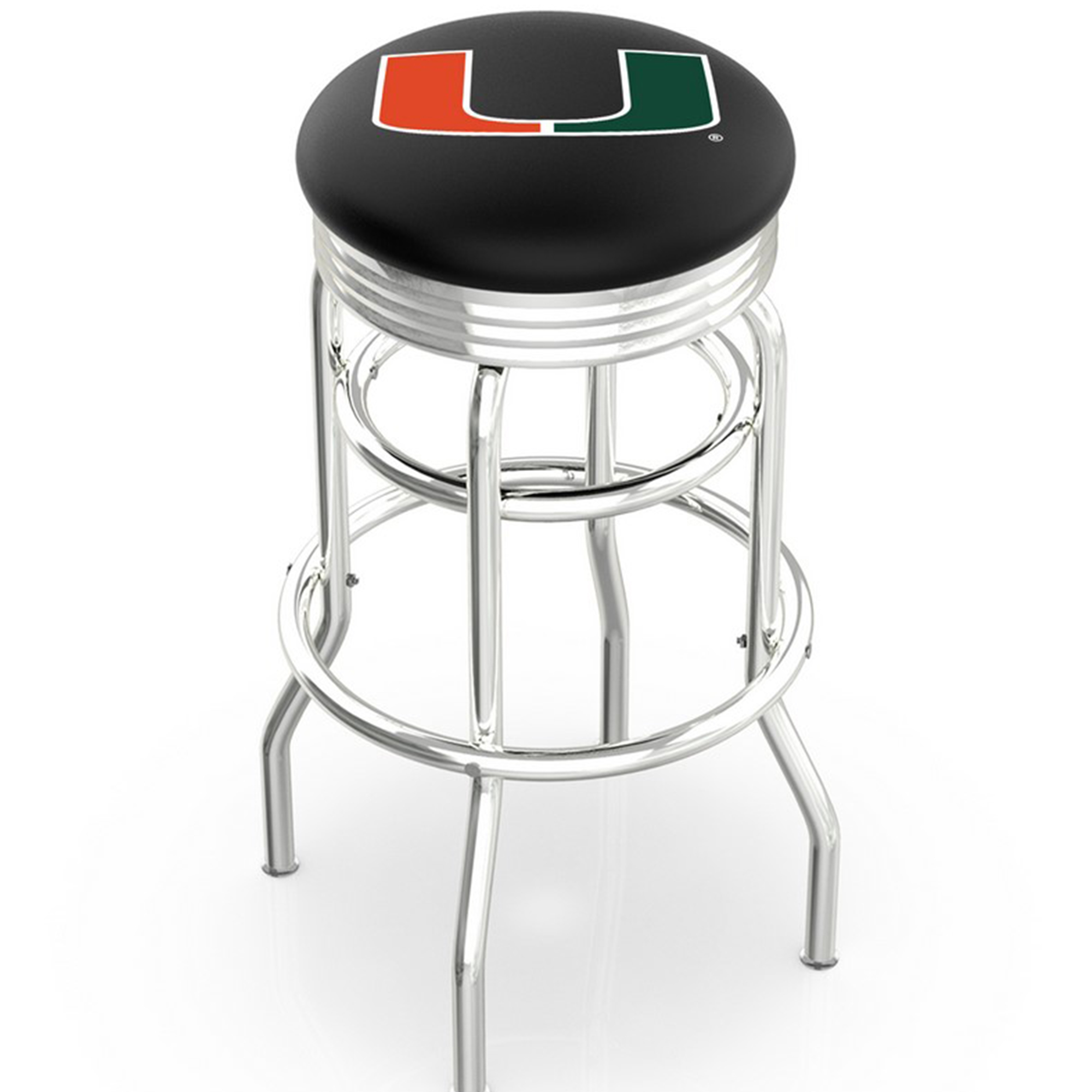 Miami Hurricanes 25" Chrome Double Ring Swivel Bar Stool