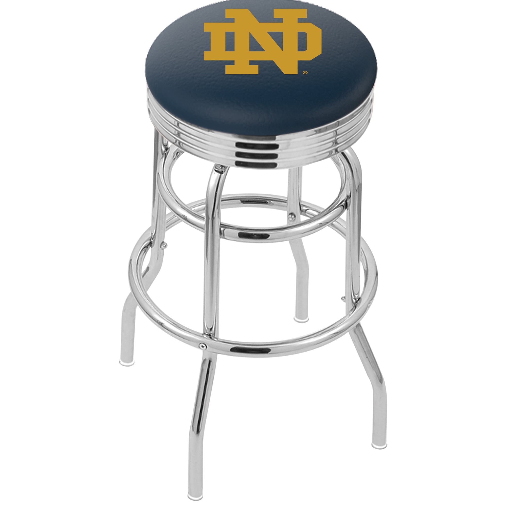 Notre Dame Fighting Irish 30" Alternate Chrome Double Ring Swivel Bar Stool with 2.5" Ribbed Ring