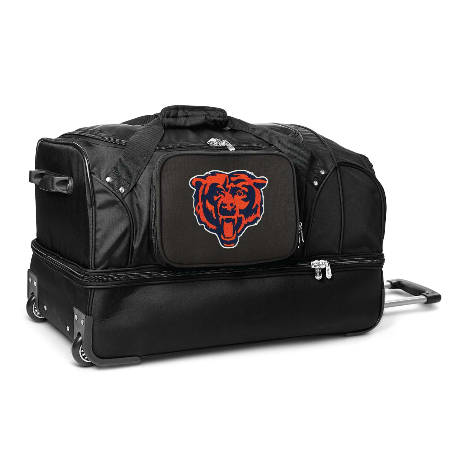 MOJO Chicago Bears Black 27'' 2-Wheel Drop Bottom Rolling Duffel Bag