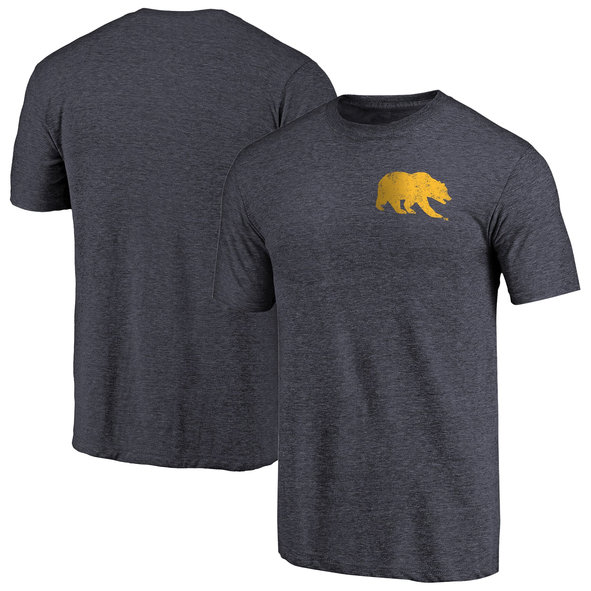 Men's Navy Heather California Bears Left Chest Distressed Logo Tri-Blend T-Shirt