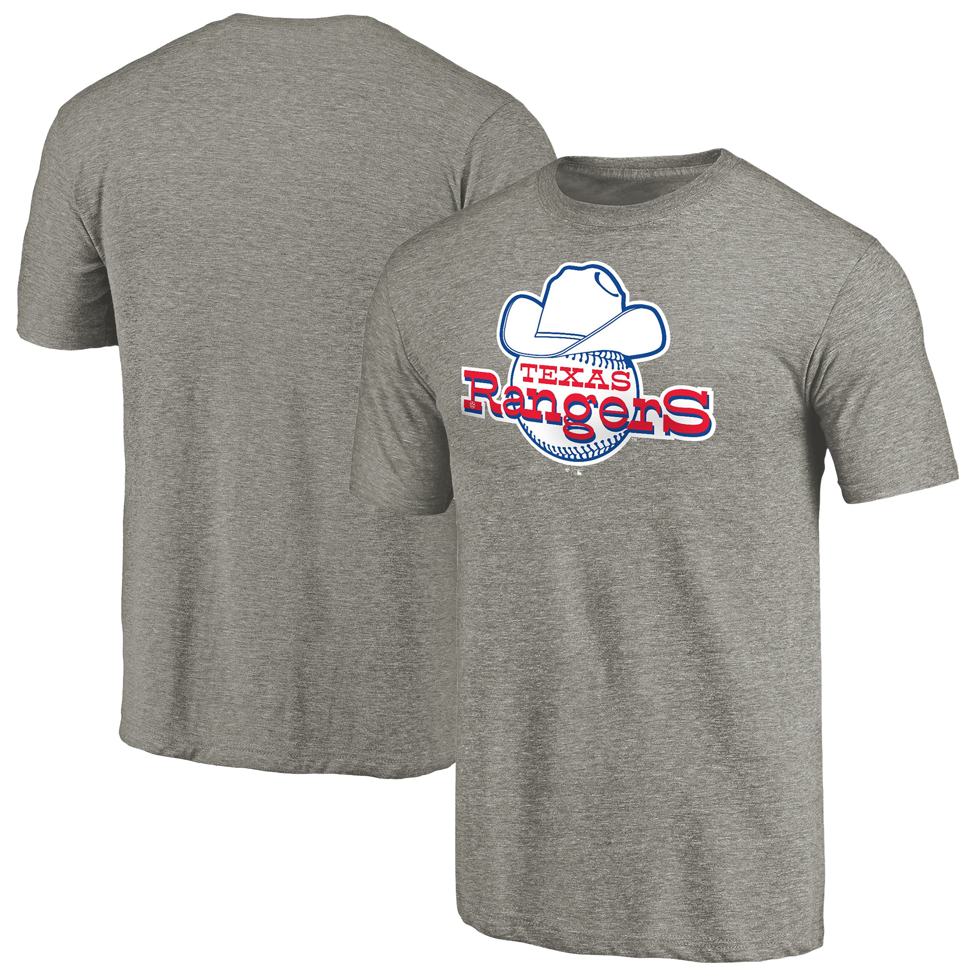 Men's Ash Texas Rangers Cooperstown Collection Forbes Tri-Blend T-Shirt