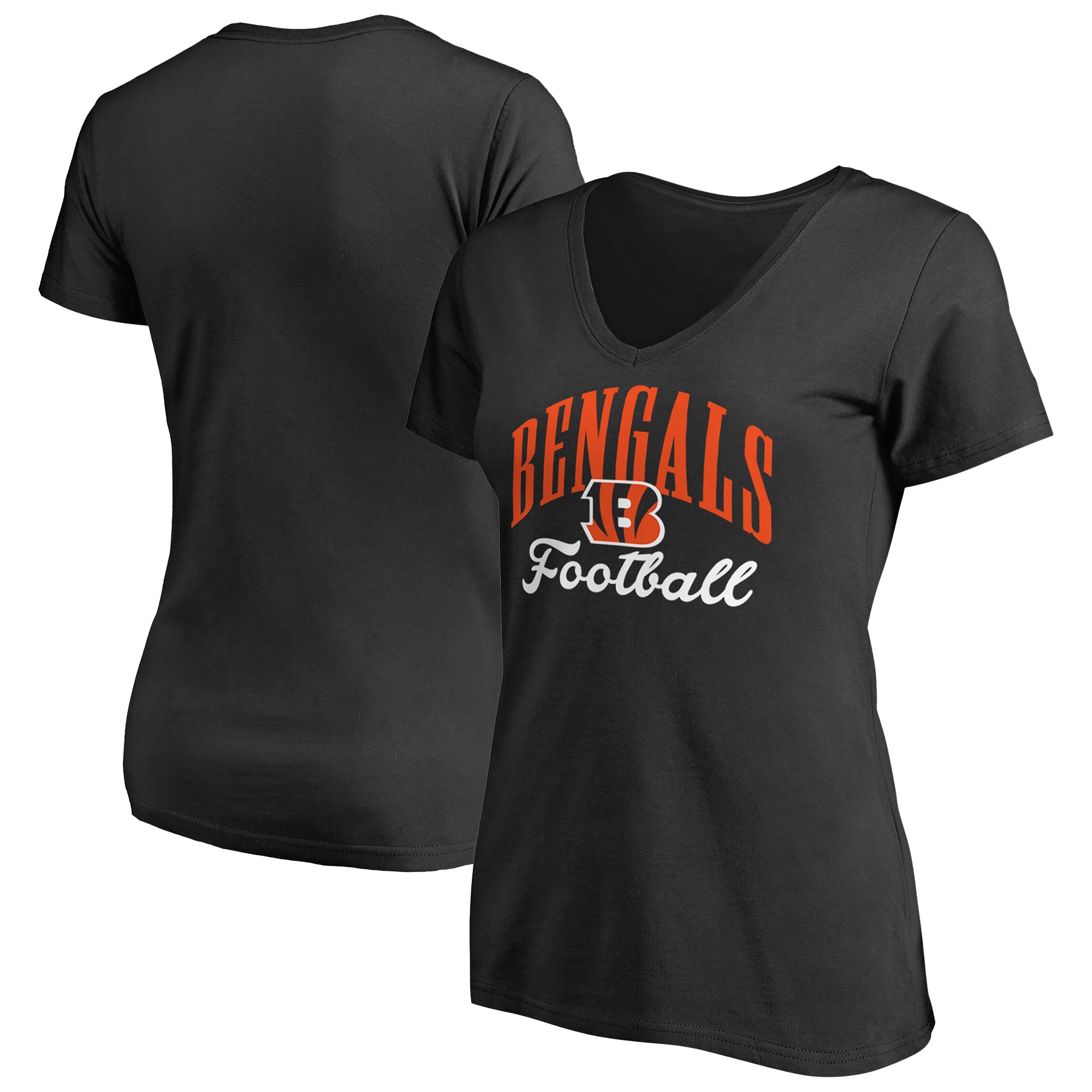 Women's Black Cincinnati Bengals Victory Script V-Neck T-Shirt