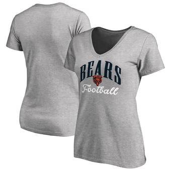 Women's Heather Gray Chicago Bears Victory Script V-Neck T-Shirt