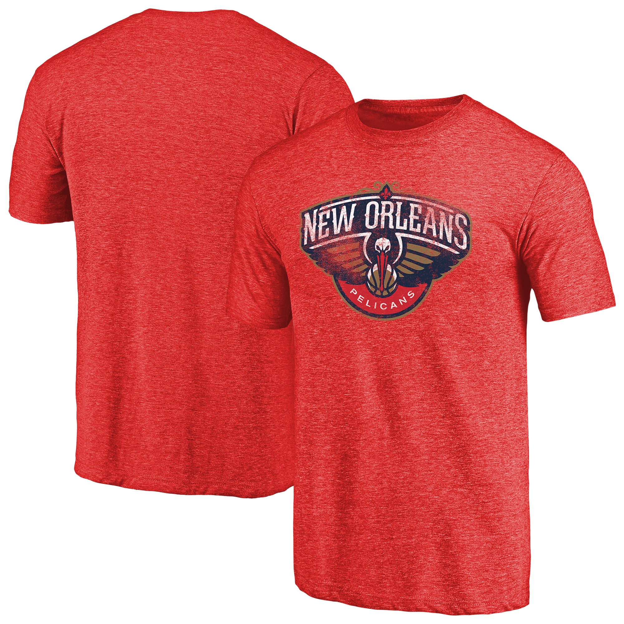 Men's Red New Orleans Pelicans Distressed Logo Tri-Blend T-Shirt