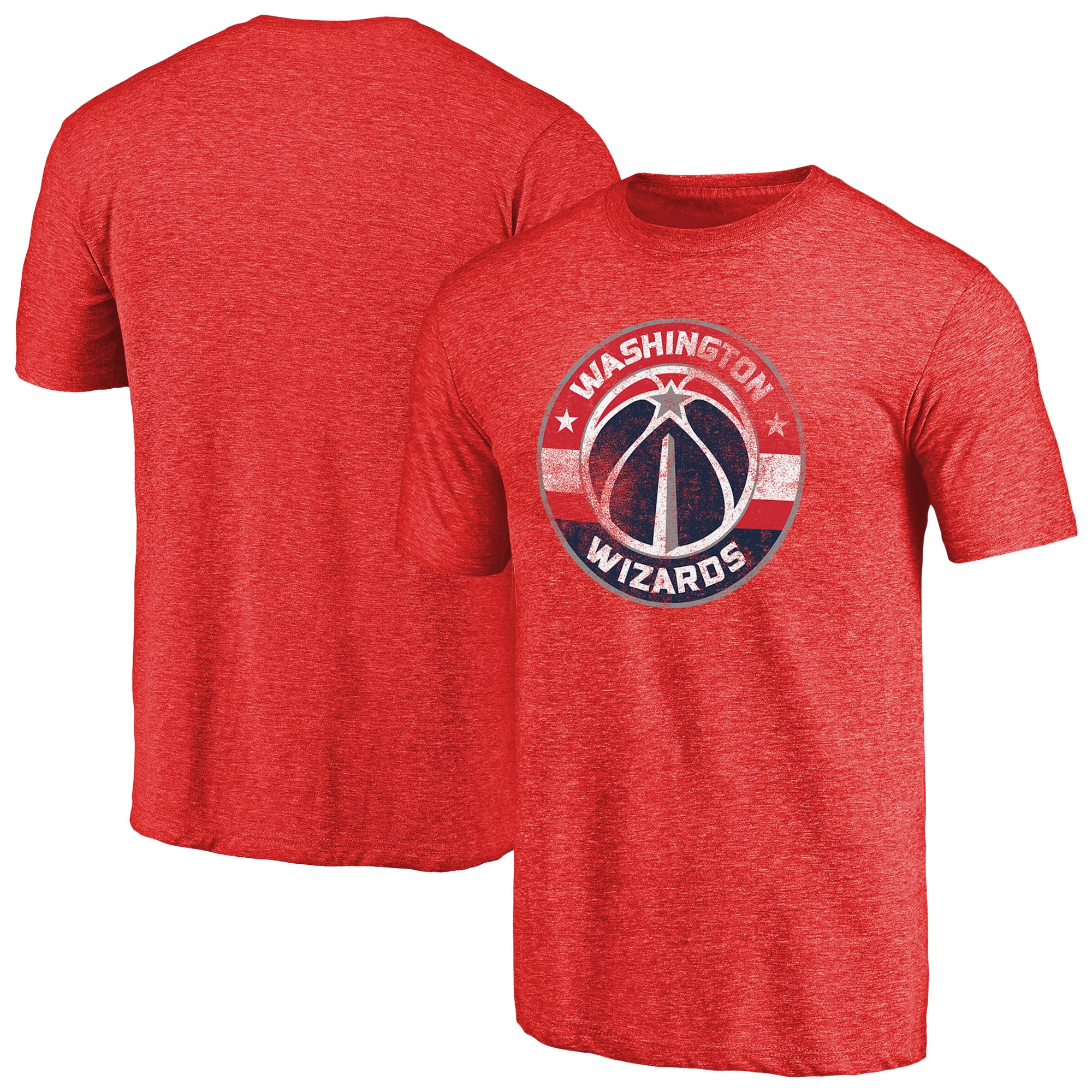 Men's Red Washington Wizards Distressed Logo Tri-Blend T-Shirt