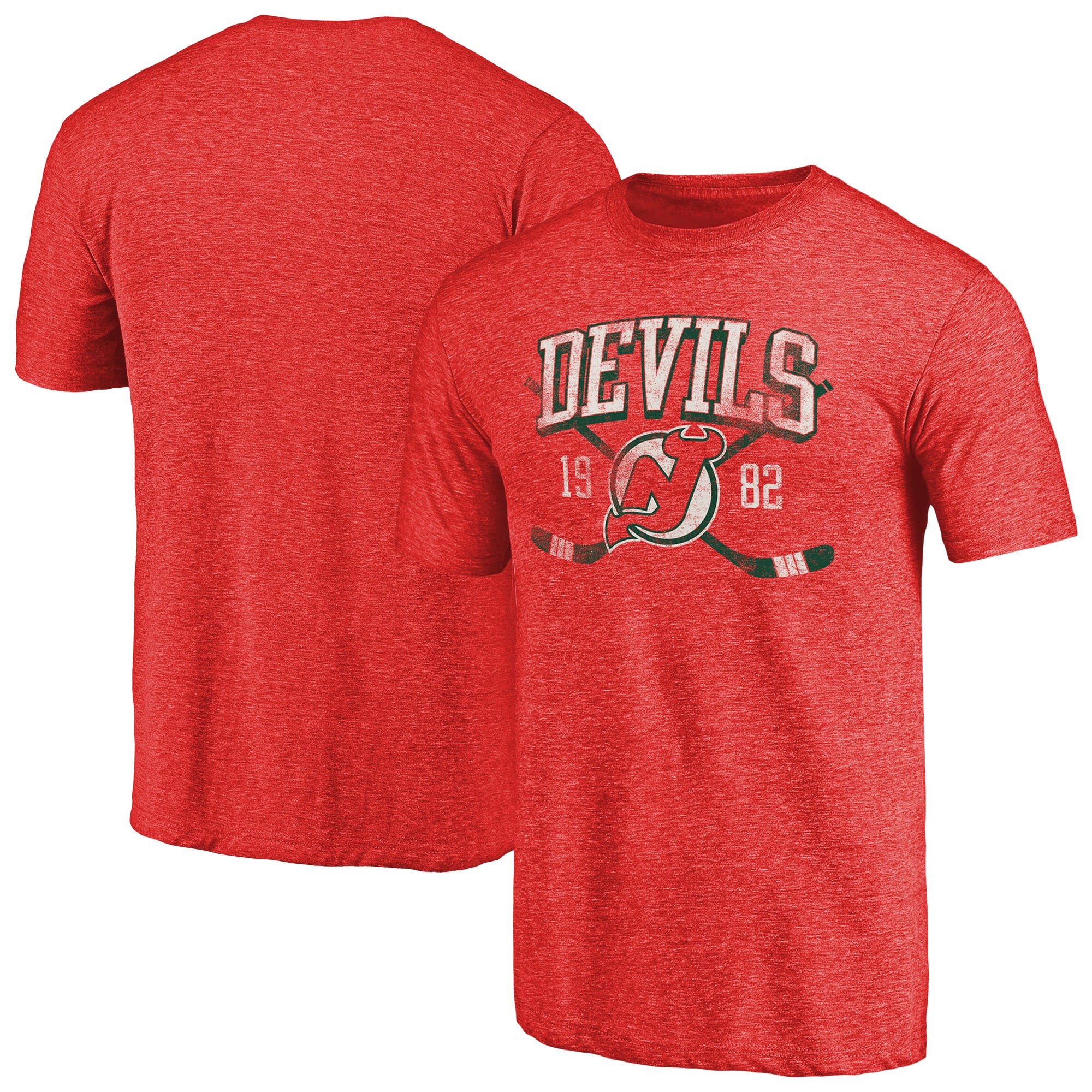 Men's Red New Jersey Devils Vintage Collection Line Shift Tri-Blend T-Shirt