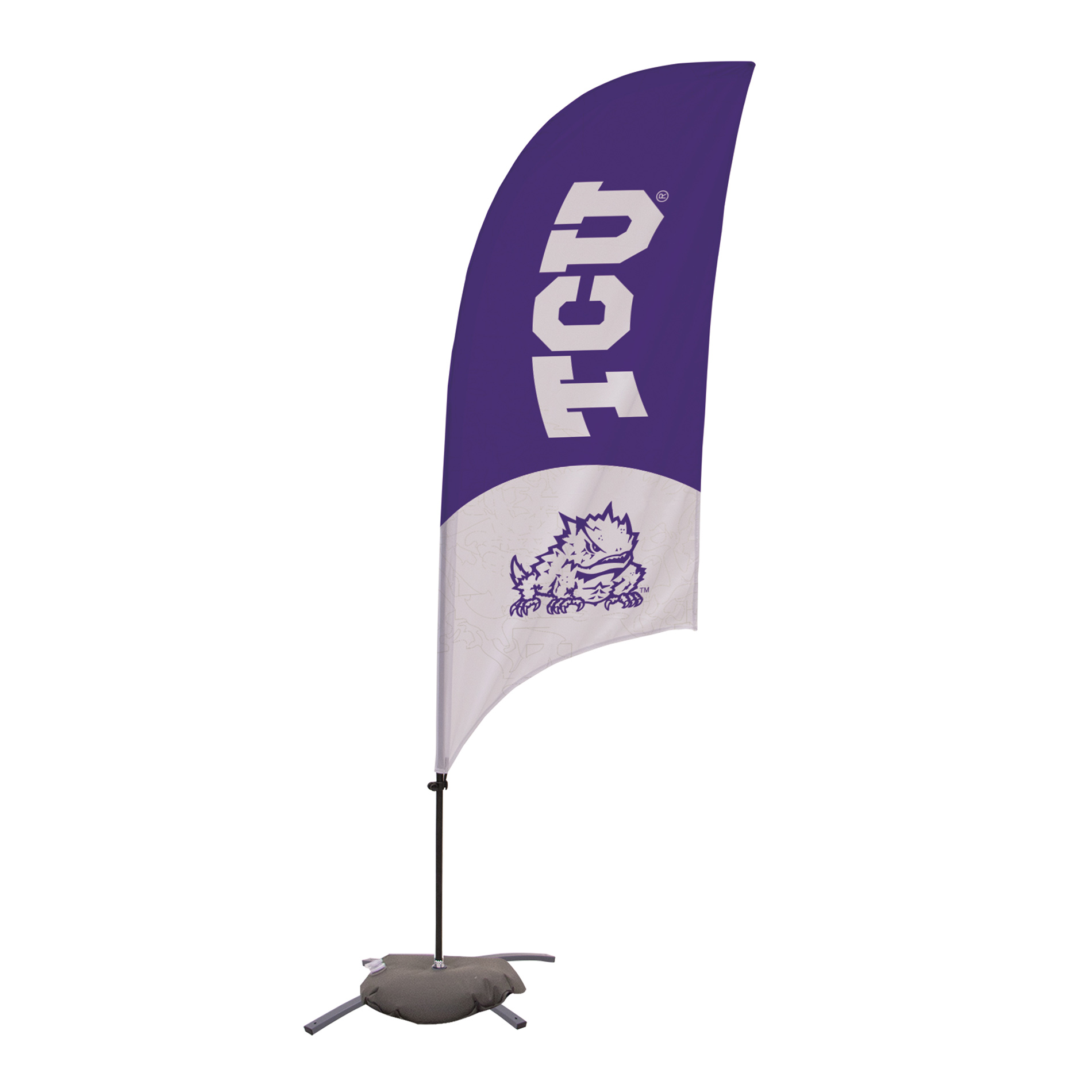 TCU Horned Frogs 7.5' Two-Tone Razor Feather Stake Flag with Base