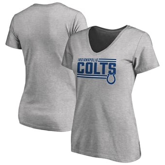 Women's Heather Gray Indianapolis Colts Iconic Collection On Side Stripe V-Neck T-Shirt