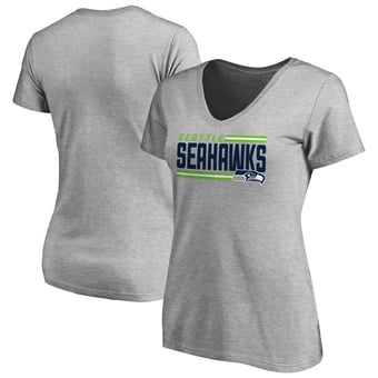 Women's Heather Gray Seattle Seahawks Iconic Collection On Side Stripe V-Neck T-Shirt