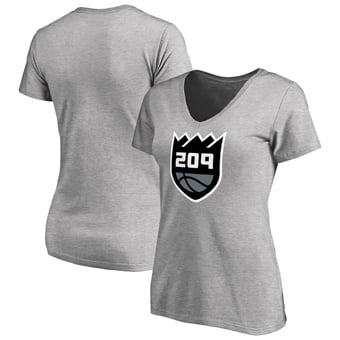 Women's Heathered Gray Stockton Kings Alternate Logo V-Neck T-Shirt