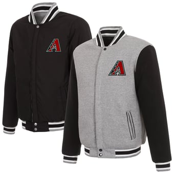 Men's JH Design Gray Arizona Diamondbacks Embroidered Reversible Full Snap Fleece Jacket