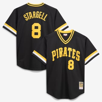 Men's Mitchell & Ness Willie Stargell Black Pittsburgh Pirates Cooperstown Collection Big & Tall Mesh Batting Practice Jersey