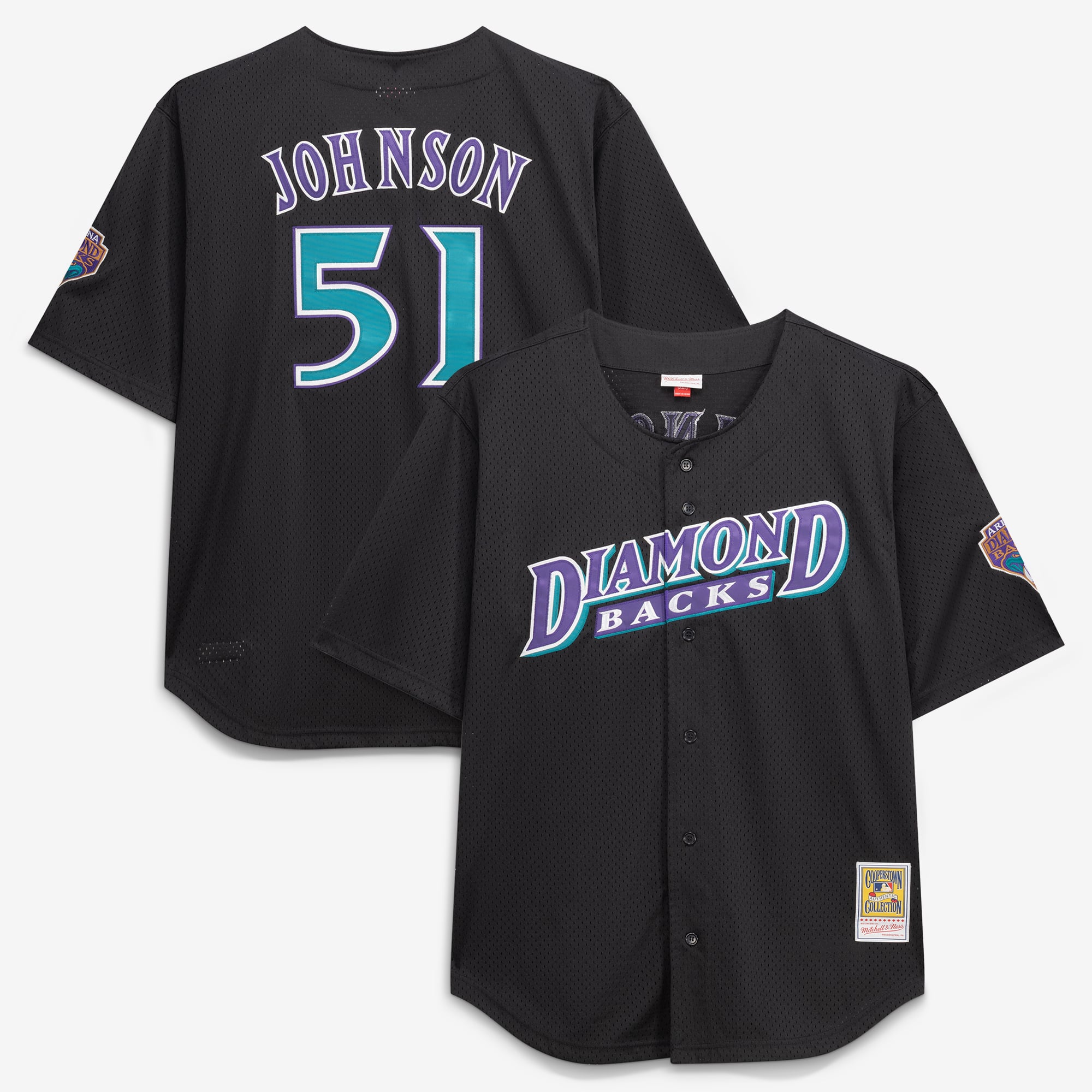 Men's Mitchell & Ness Randy Johnson Black Arizona Diamondbacks Big & Tall Cooperstown Mesh Batting Practice Jersey