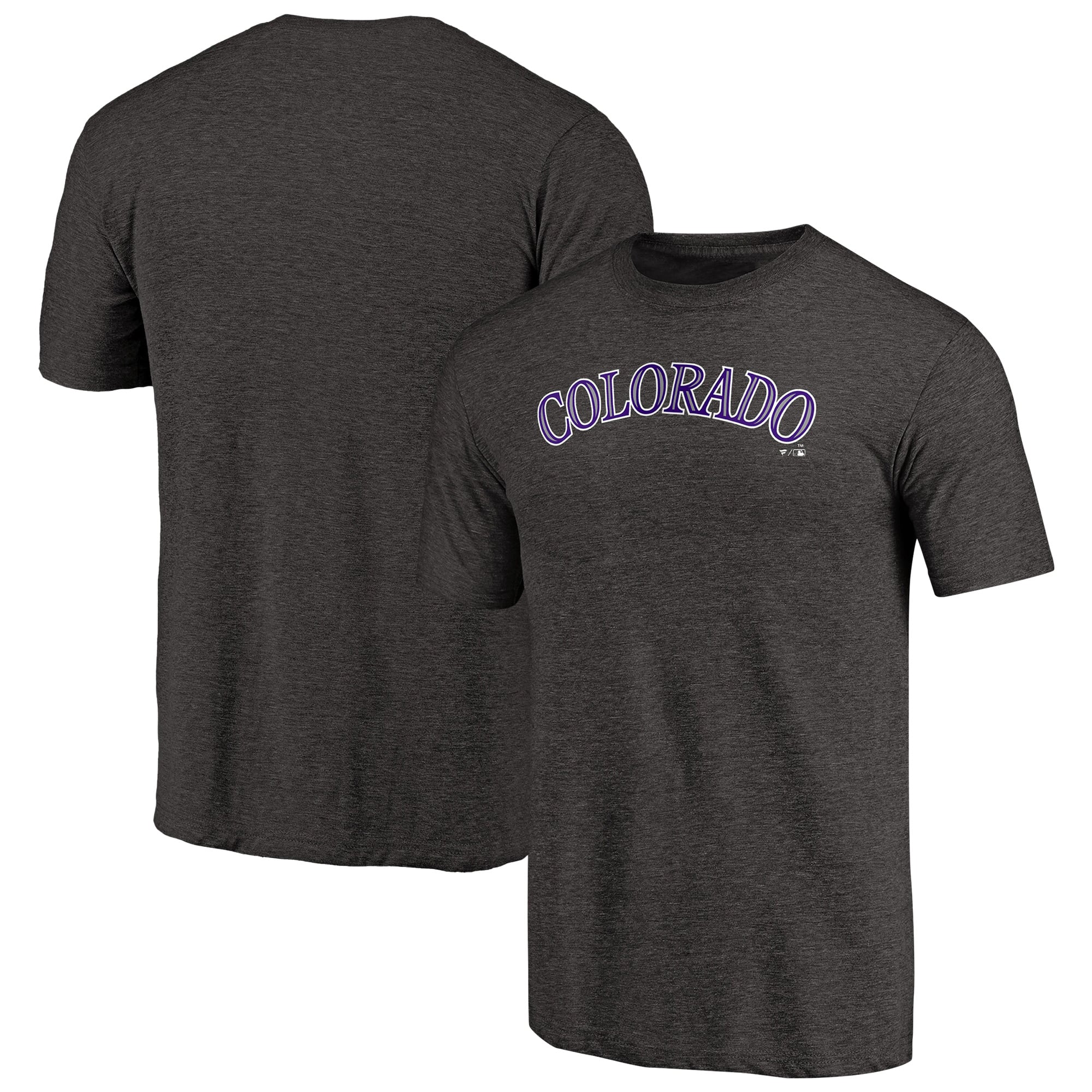 Men's Black Colorado Rockies Team Wordmark Tri-Blend T-Shirt
