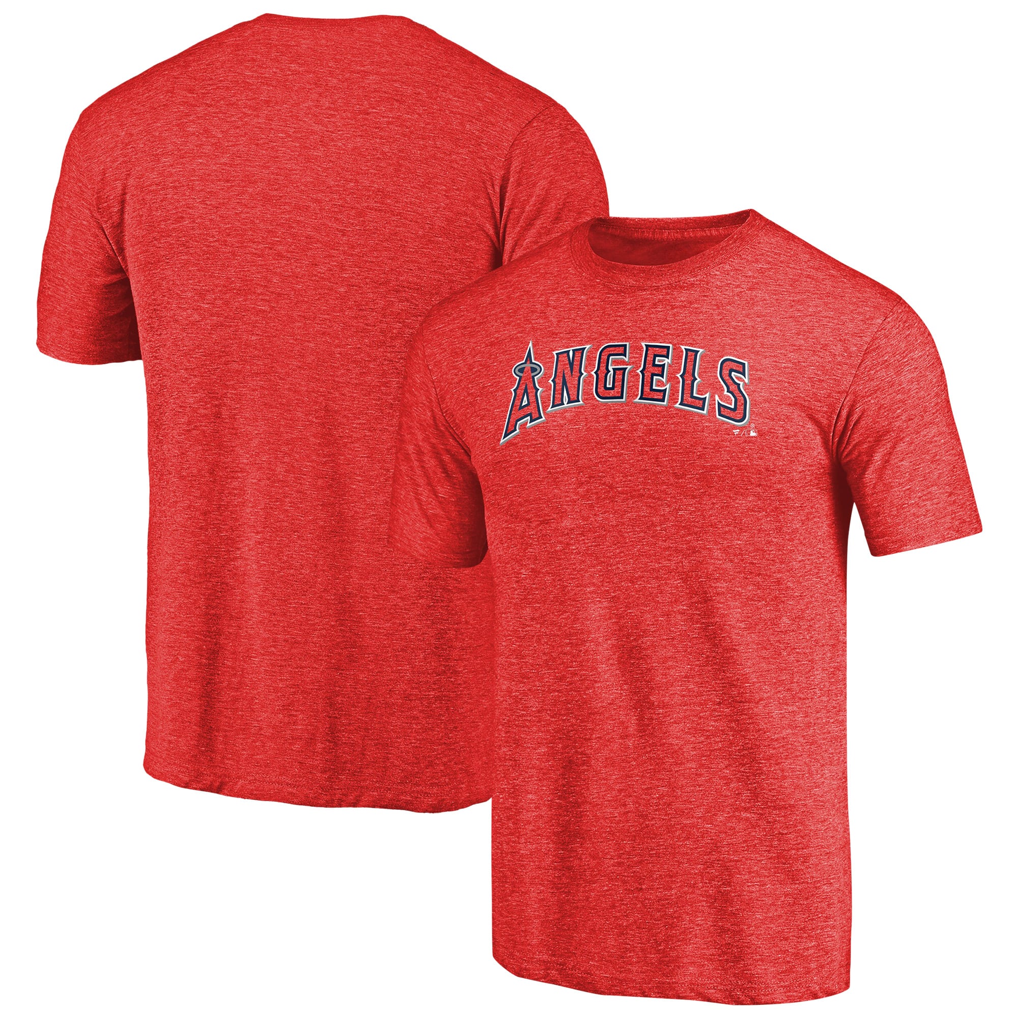 Men's Red Los Angeles Angels Team Wordmark Tri-Blend T-Shirt