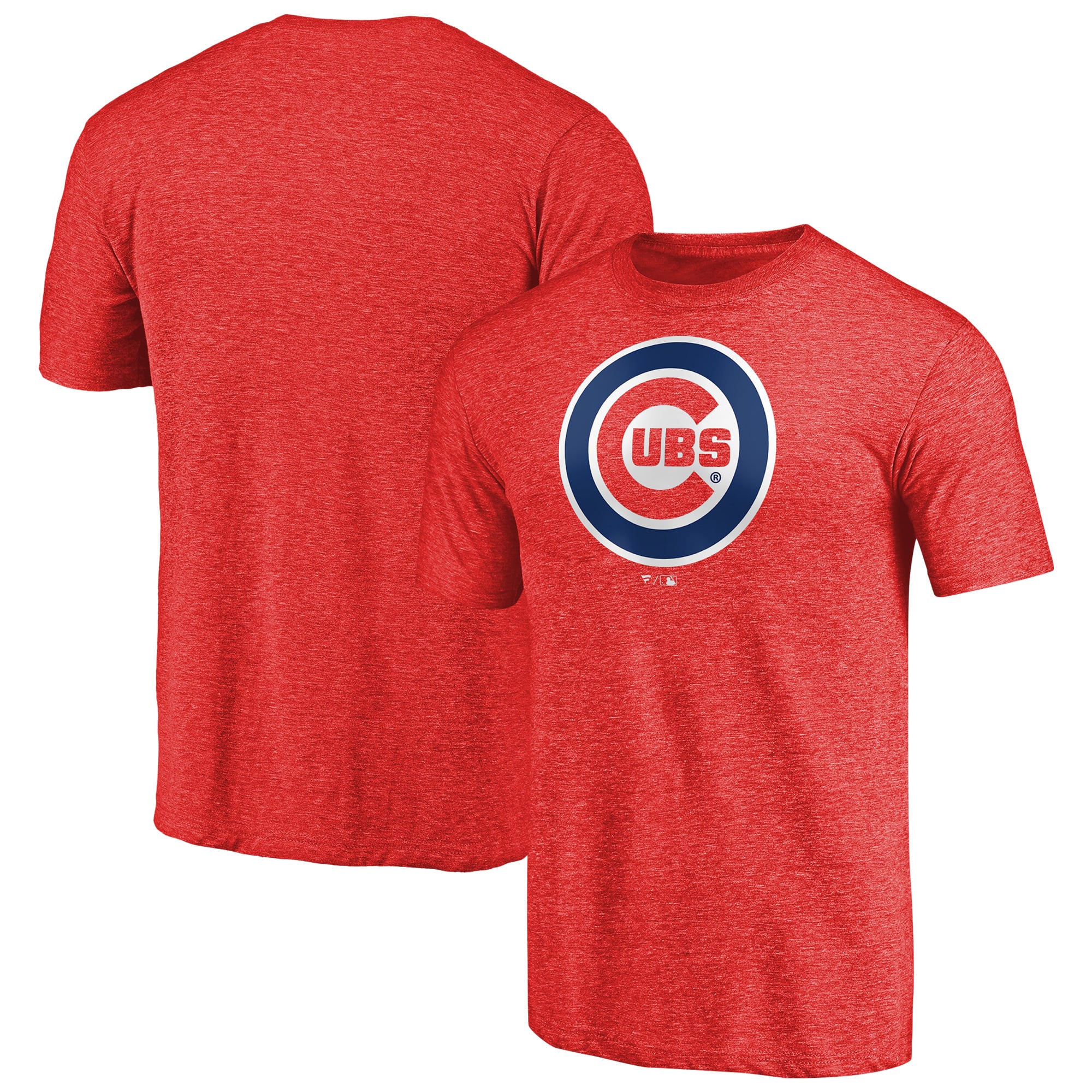 Men's Red Chicago Cubs Team Wordmark Tri-Blend T-Shirt