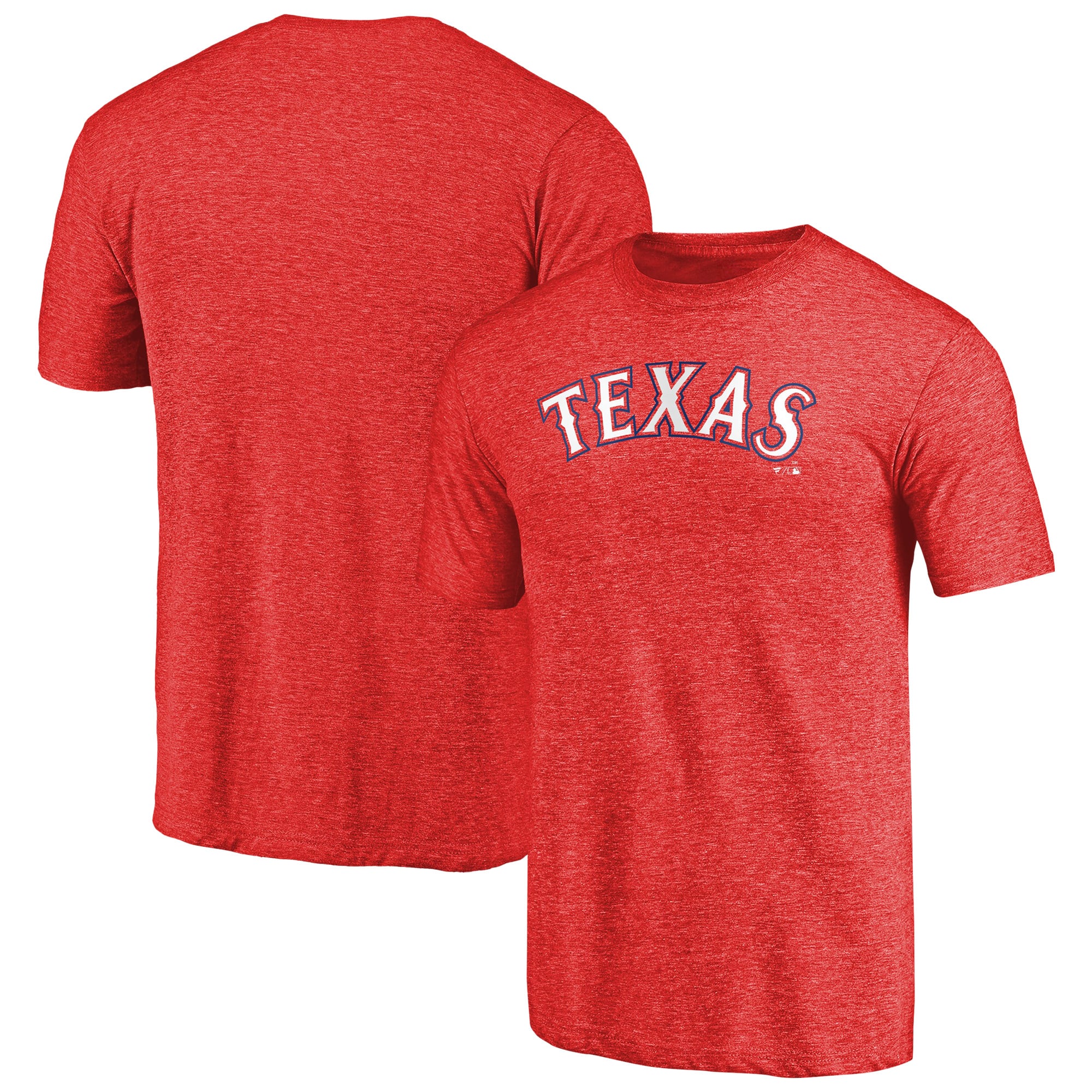 Men's Red Texas Rangers Team Wordmark Tri-Blend T-Shirt