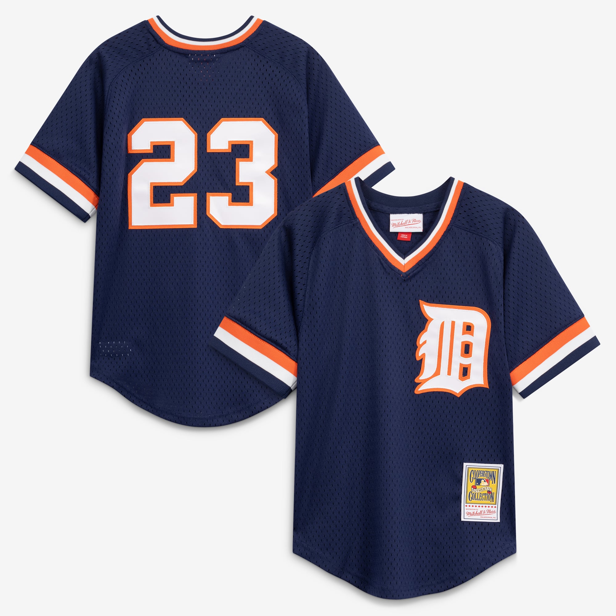 Youth Mitchell & Ness Kirk Gibson Navy Detroit Tigers Cooperstown Collection Mesh Batting Practice Jersey