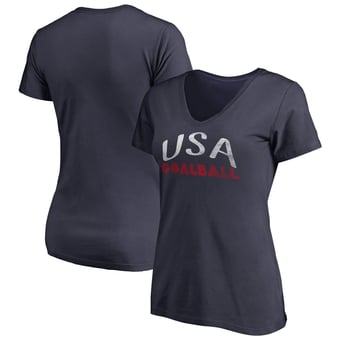 Women's Navy USA Goalball Graceful V-Neck T-Shirt