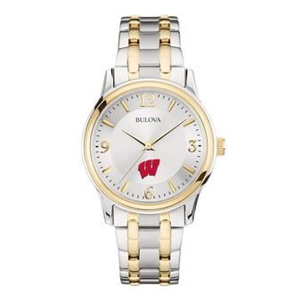 Bulova Silver/Gold Wisconsin Badgers Classic Two-Tone Round Watch