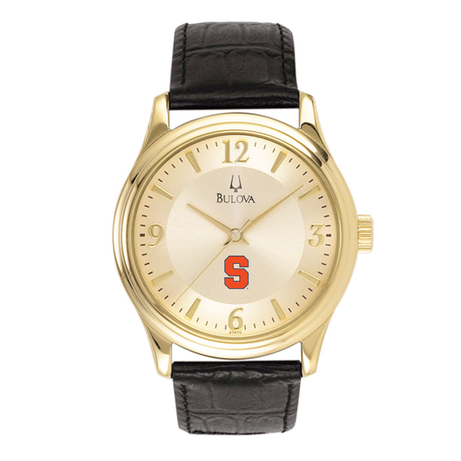 Men's Gold/Black Syracuse Orange Stainless Steel Leather Band Watch