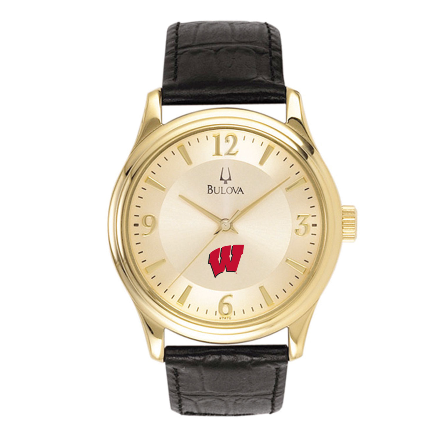 Men's Gold/Black Wisconsin Badgers Stainless Steel Leather Band Watch