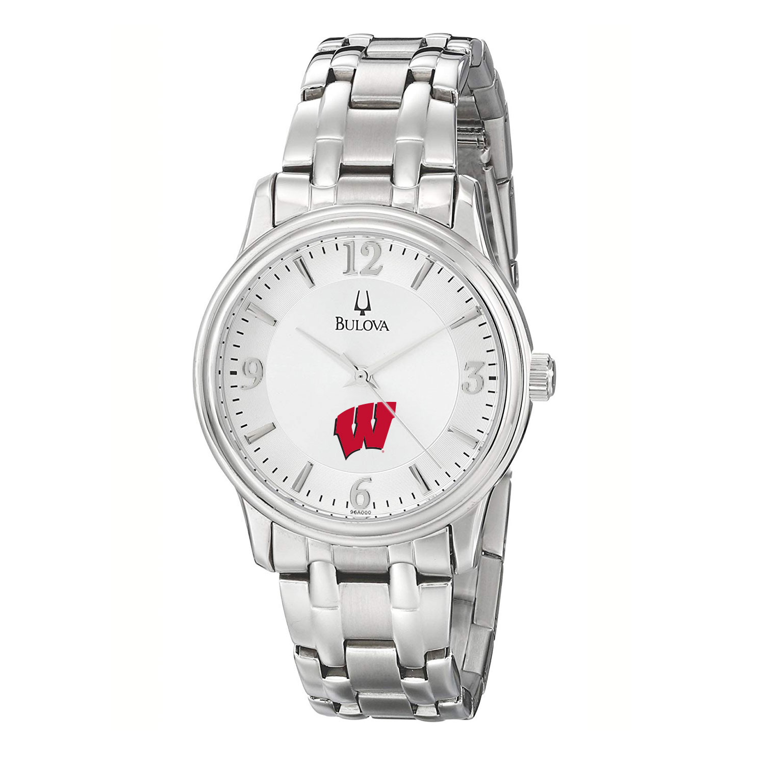 Men's Bulova Silver Wisconsin Badgers Stainless Steel Quartz Watch