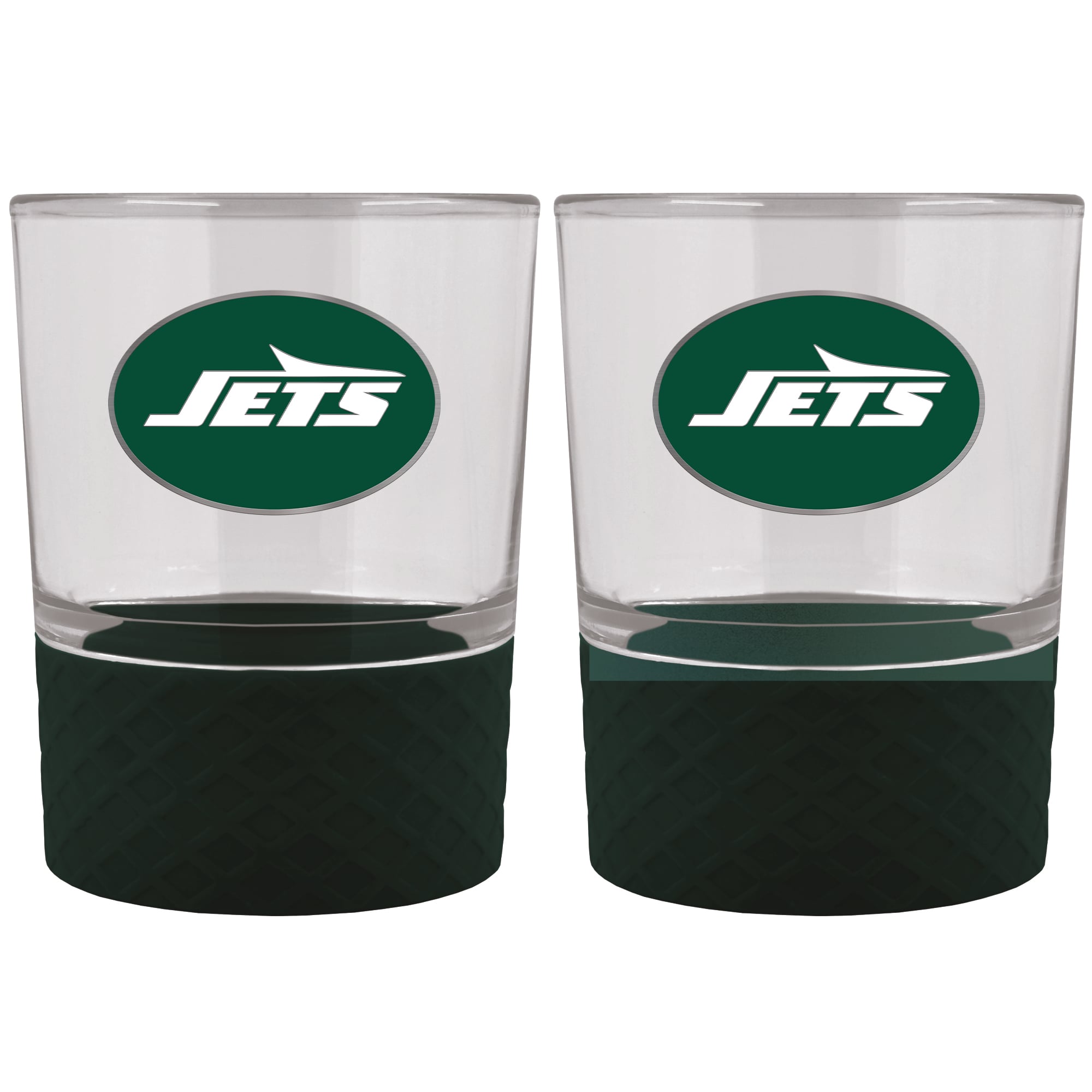 New York Jets 2-Pack 14oz. Rocks Glass Set with Silcone Grip