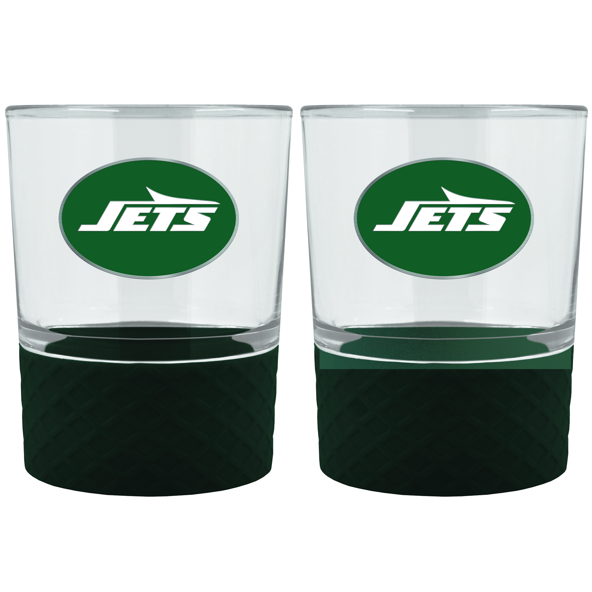 New York Jets 2-Pack 14oz. Rocks Glass Set with Silcone Grip