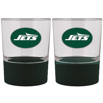 New York Jets 2-Pack 14oz. Rocks Glass Set with Silcone Grip
