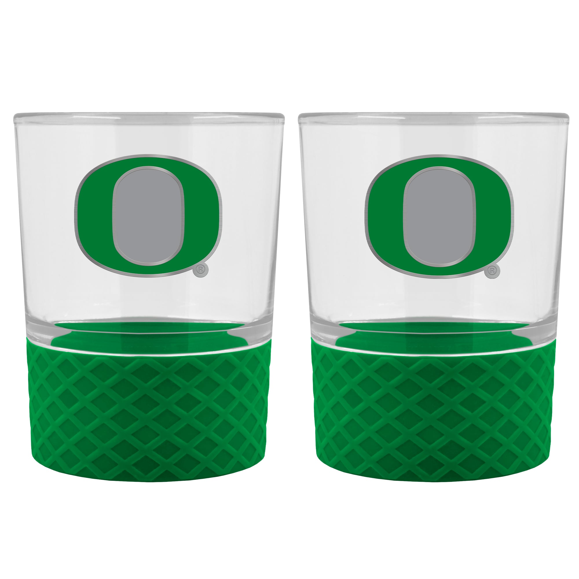 Oregon Ducks 2-Pack 14oz. Rocks Glass Set with Silcone Grip