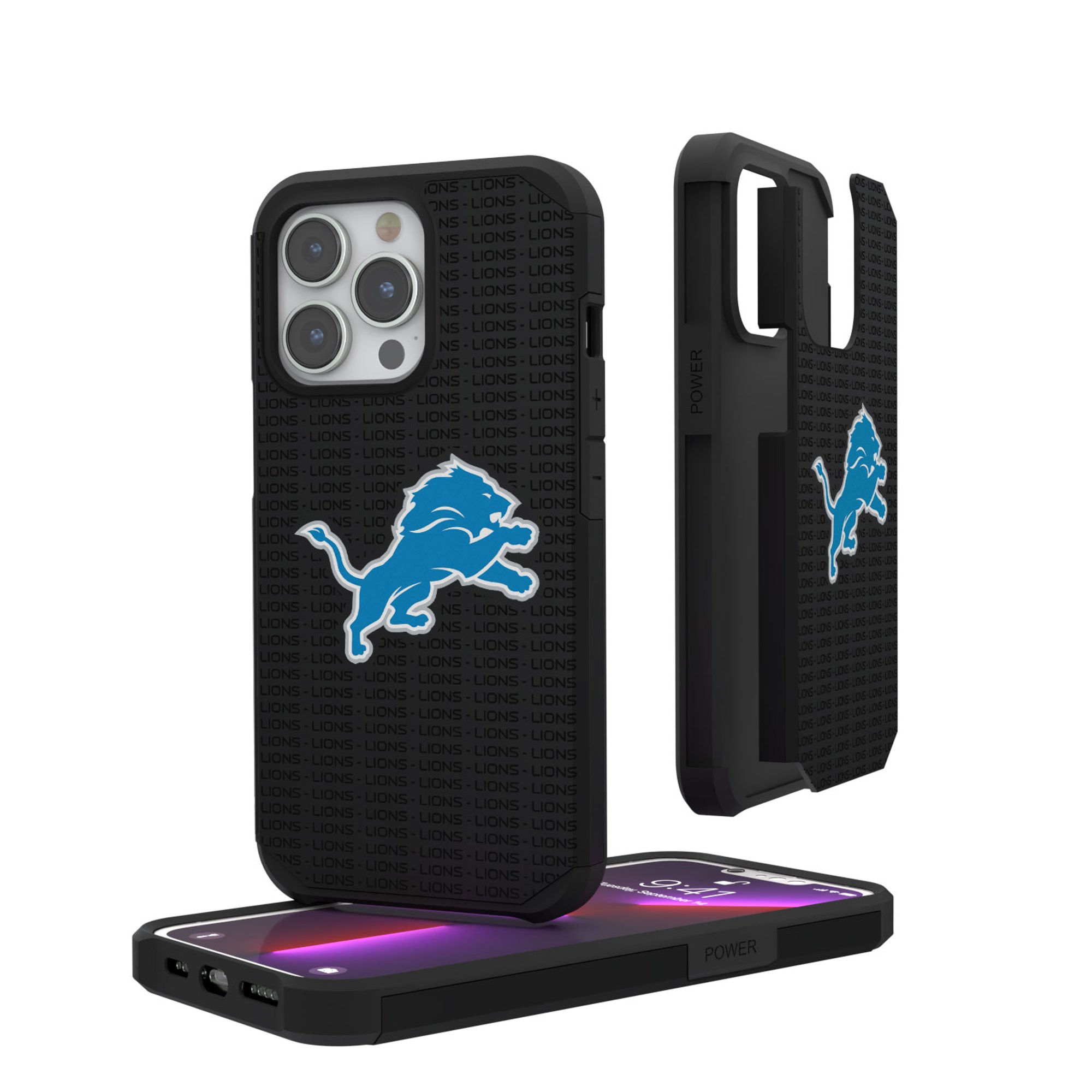 Detroit Lions iPhone Rugged Case with Text Design