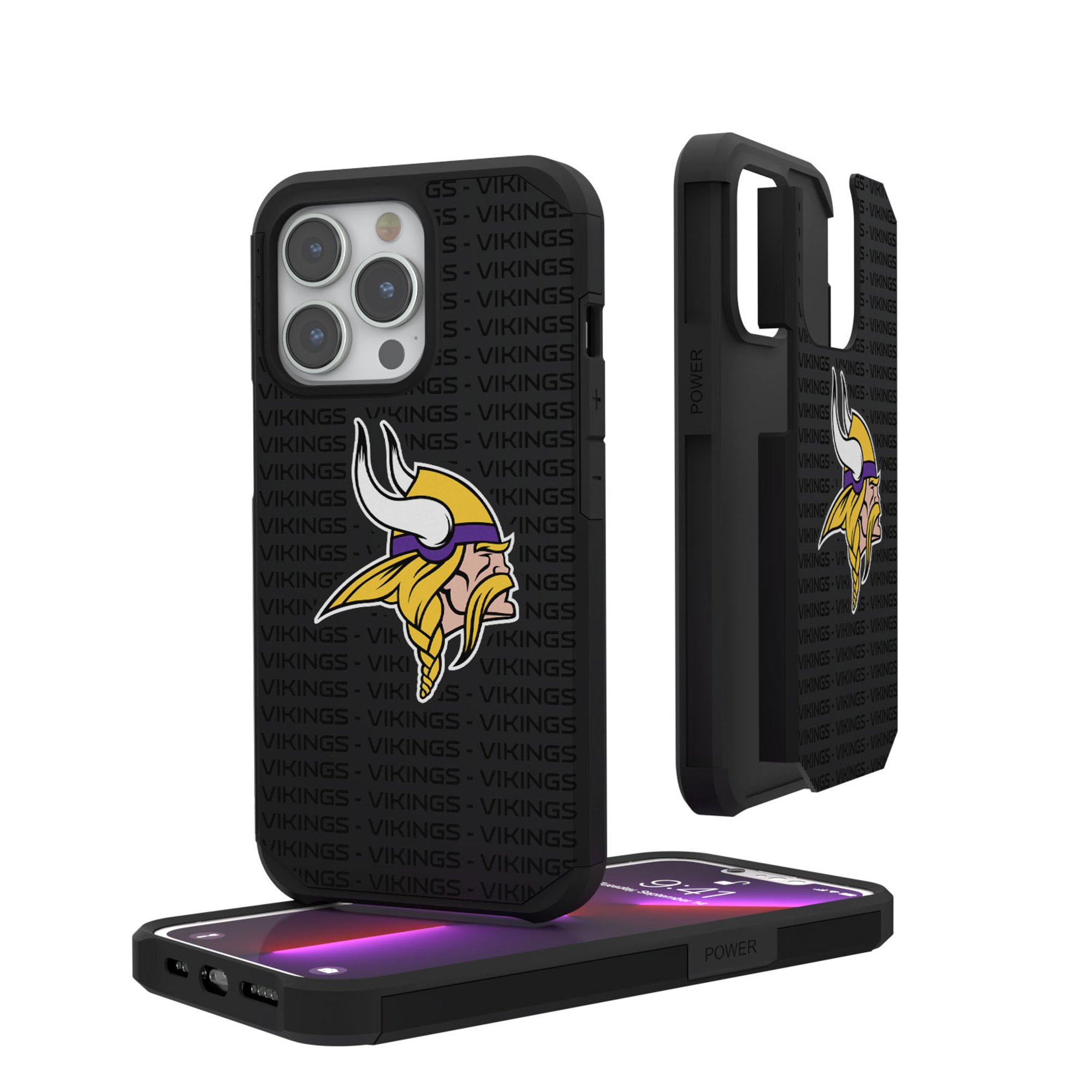 Keyscaper - NFL - Minnesota Vikings iPhone Rugged Case with Text Design - 16 Plus - Multicolor