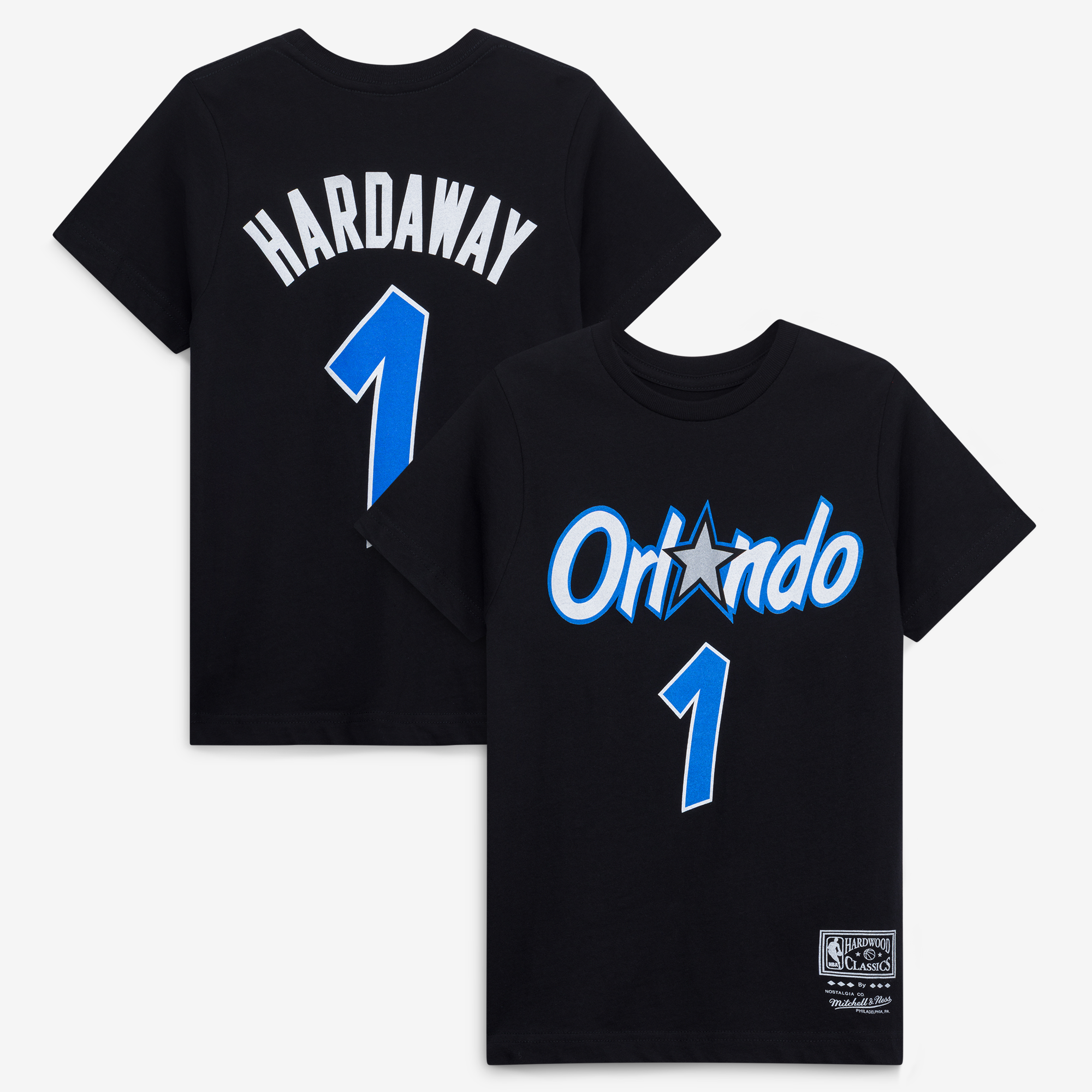 Youth Mitchell & Ness Penny Hardaway Black Orlando Magic Hardwood Classics Name & Number T-Shirt